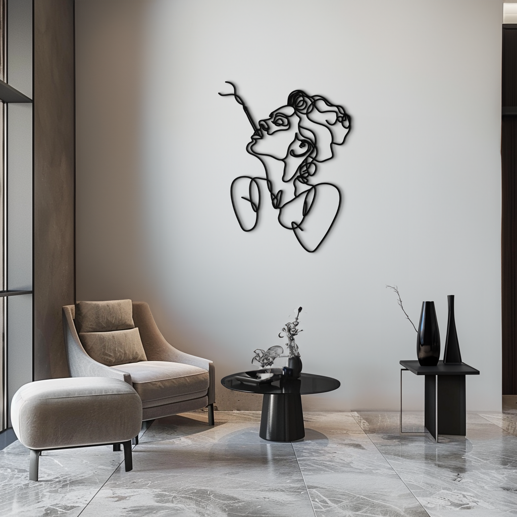 Metal Abstract Feminine Line Art Wall Decor - Minimalist Modern