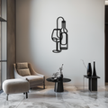 Metal Wine Glass Bottle Wall Art - Modern Minimalist Bar Decor