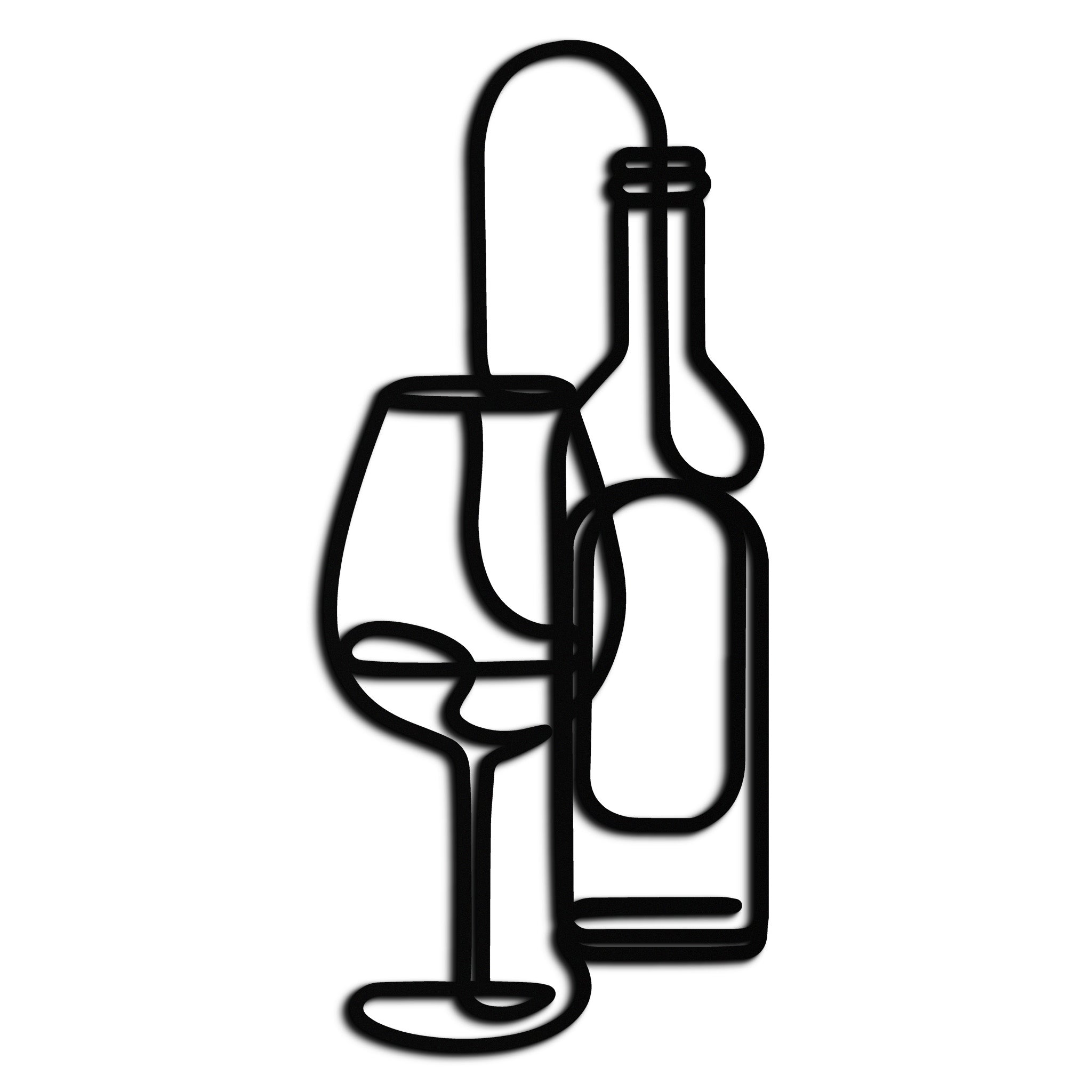 Metal Wine Glass Bottle Wall Art - Modern Minimalist Bar Decor