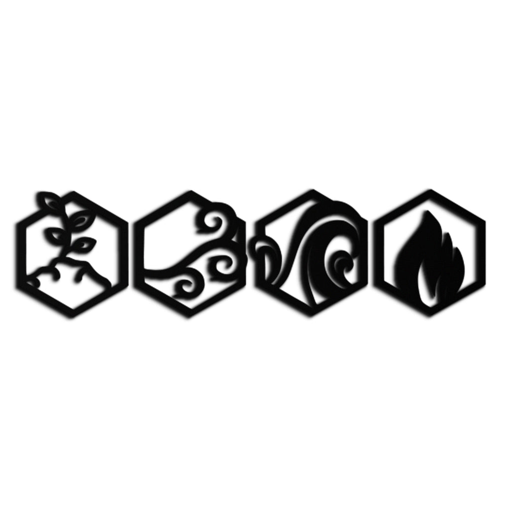 Metal Wall Art Four Elements Modern Geometric Hexagonal Design