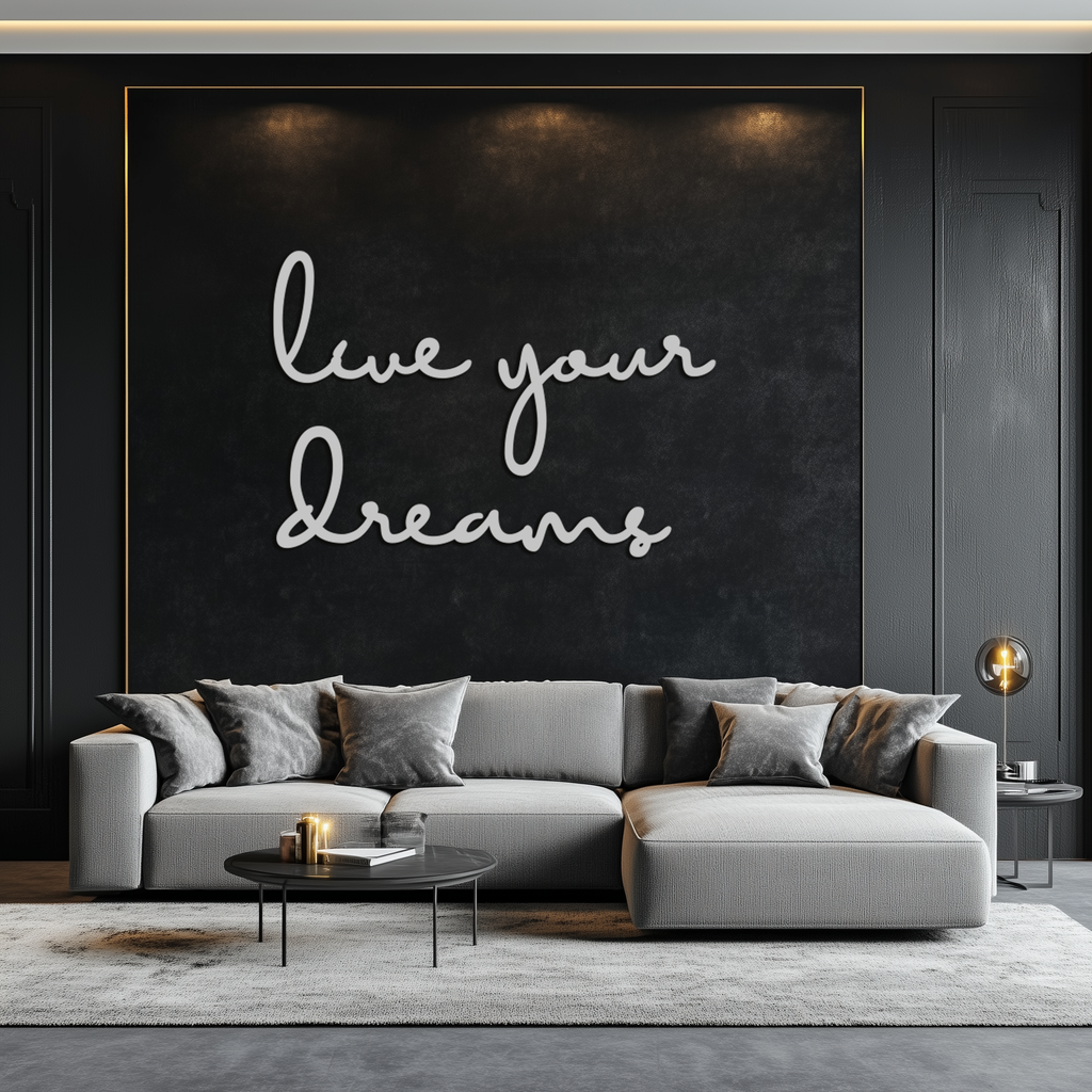 Steel Metal Wall Art Inspirational Script - Live Your Dreams