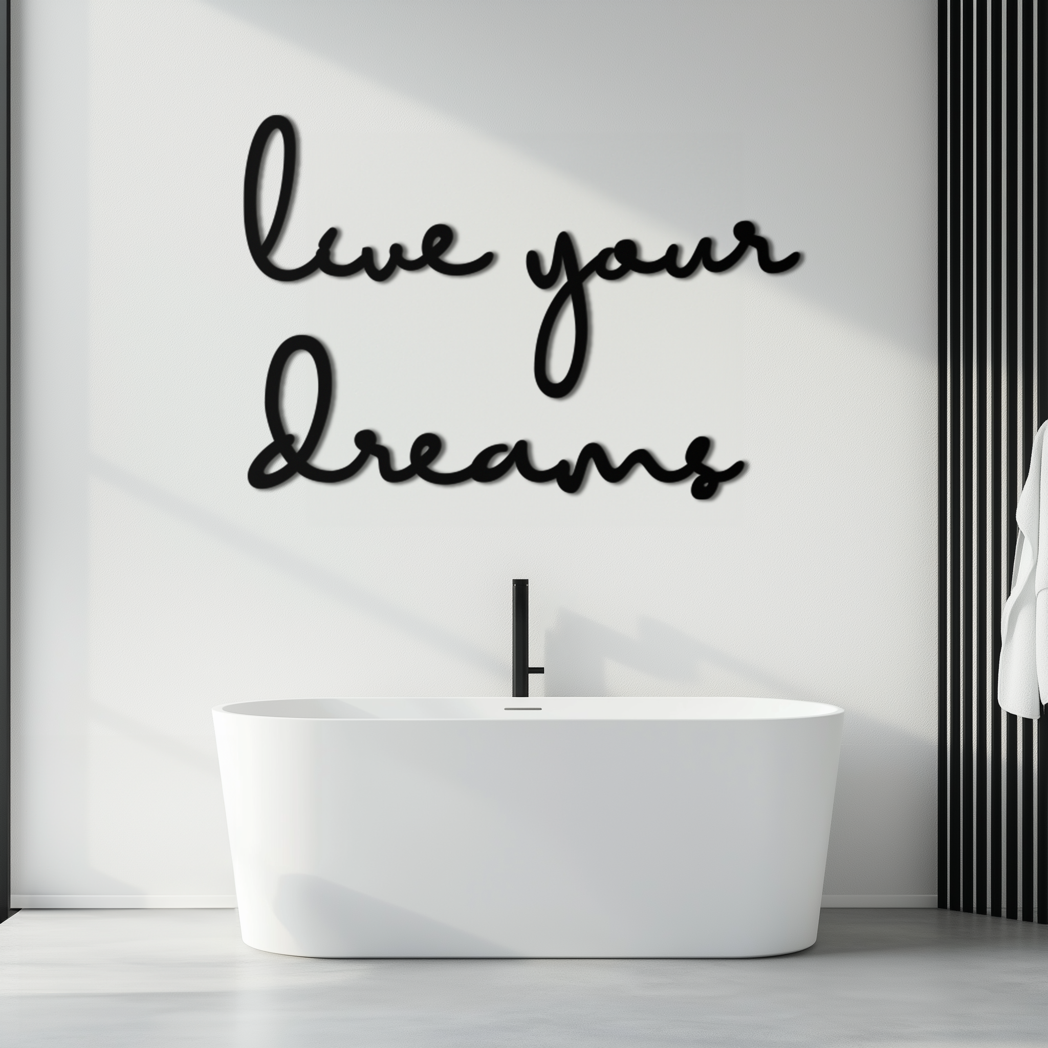 Steel Metal Wall Art Inspirational Script - Live Your Dreams
