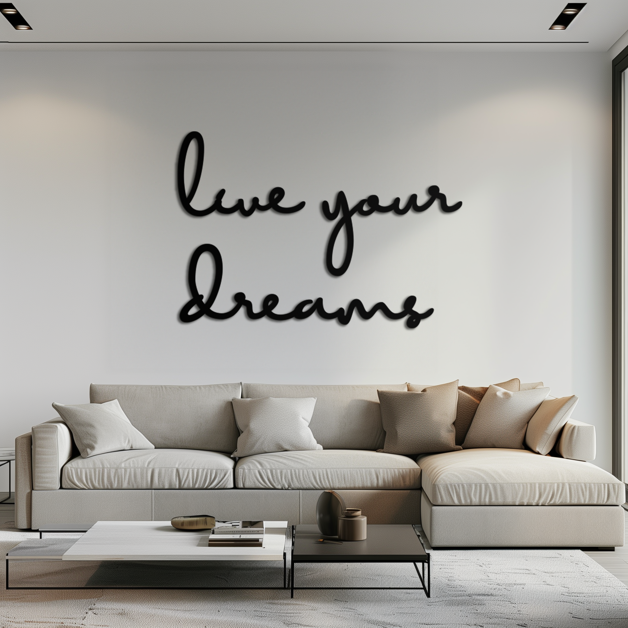 Steel Metal Wall Art Inspirational Script - Live Your Dreams