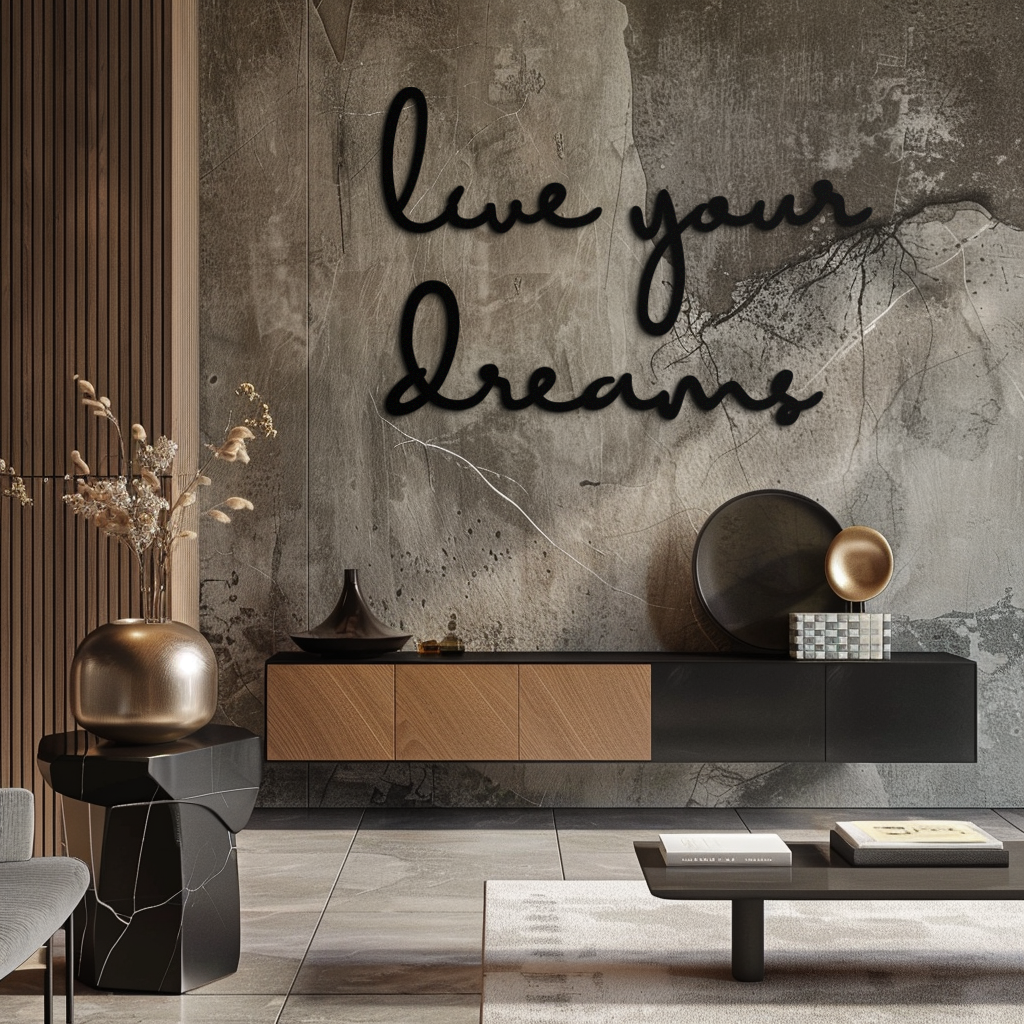 Steel Metal Wall Art Inspirational Script - Live Your Dreams