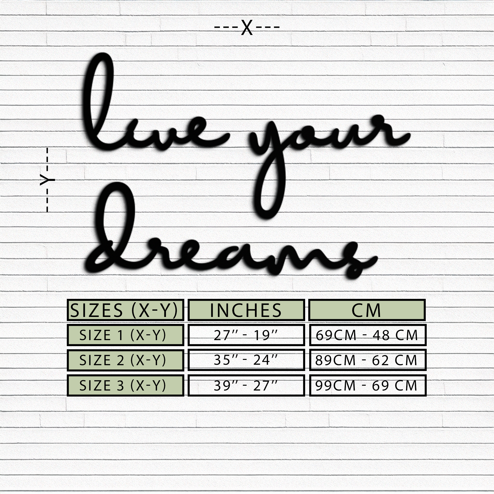 Steel Metal Wall Art Inspirational Script - Live Your Dreams