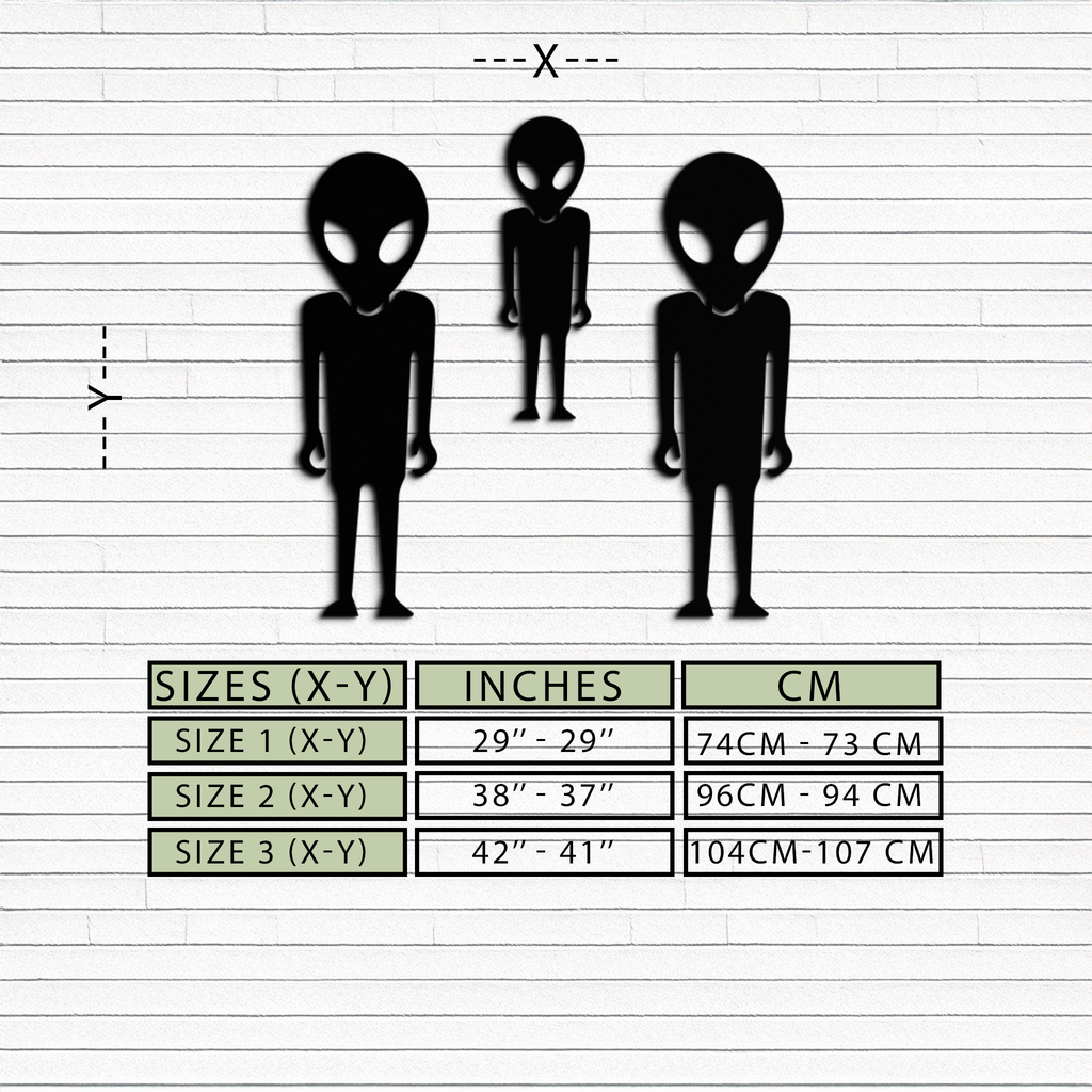 Metal Wall Art Alien Trio Silhouettes - Sci-Fi Futuristic Design