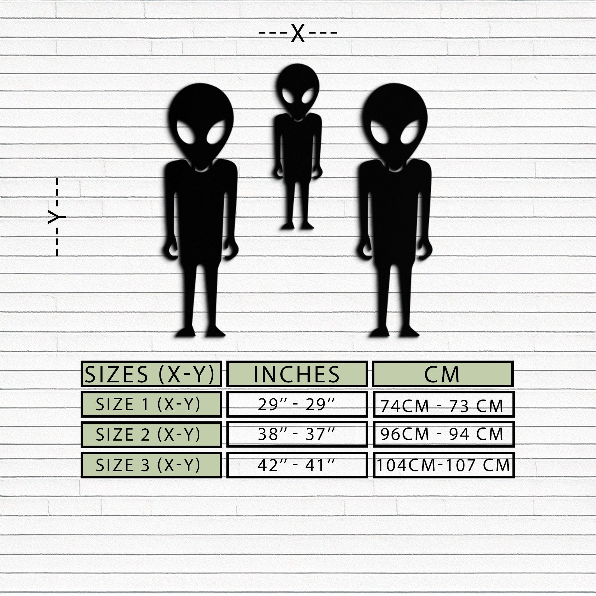 Metal Wall Art Alien Trio Silhouettes - Sci-Fi Futuristic Design