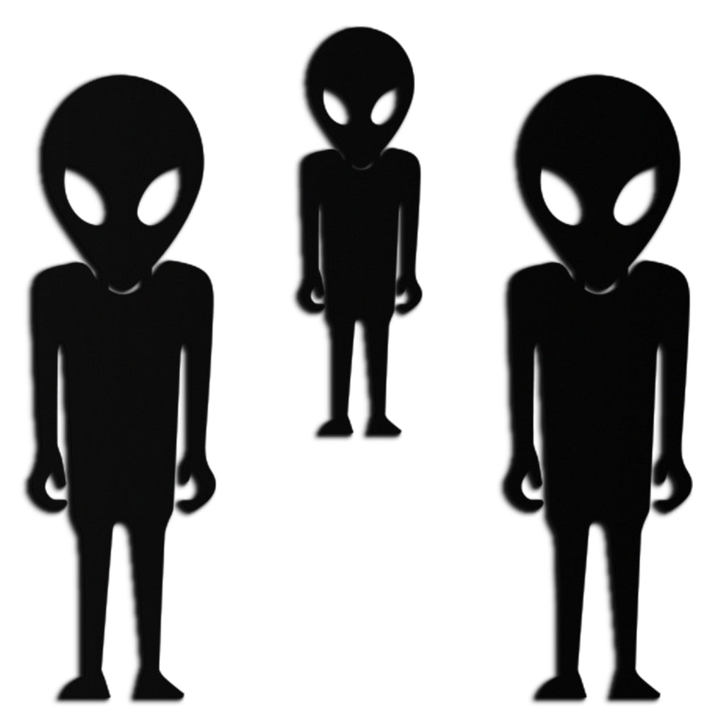 Metal Wall Art Alien Trio Silhouettes - Sci-Fi Futuristic Design