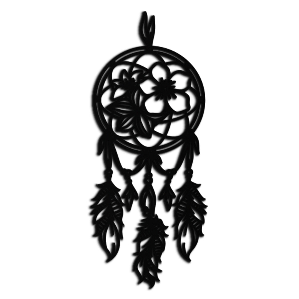 Steel Dreamcatcher Wall Art - Boho Floral and Feather Design