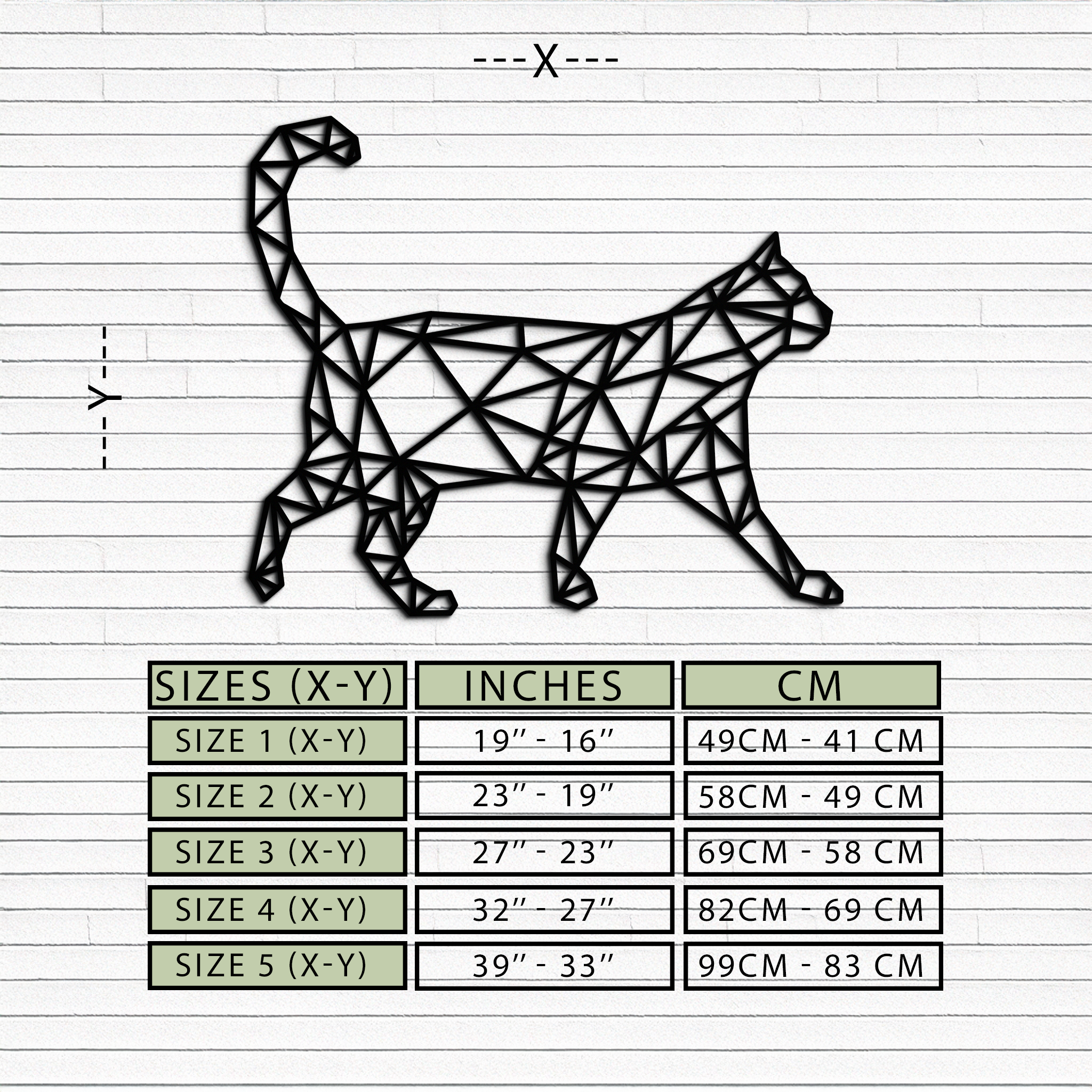 Geometric Walking Cat Metal Wall Art - Modern Minimalist Design