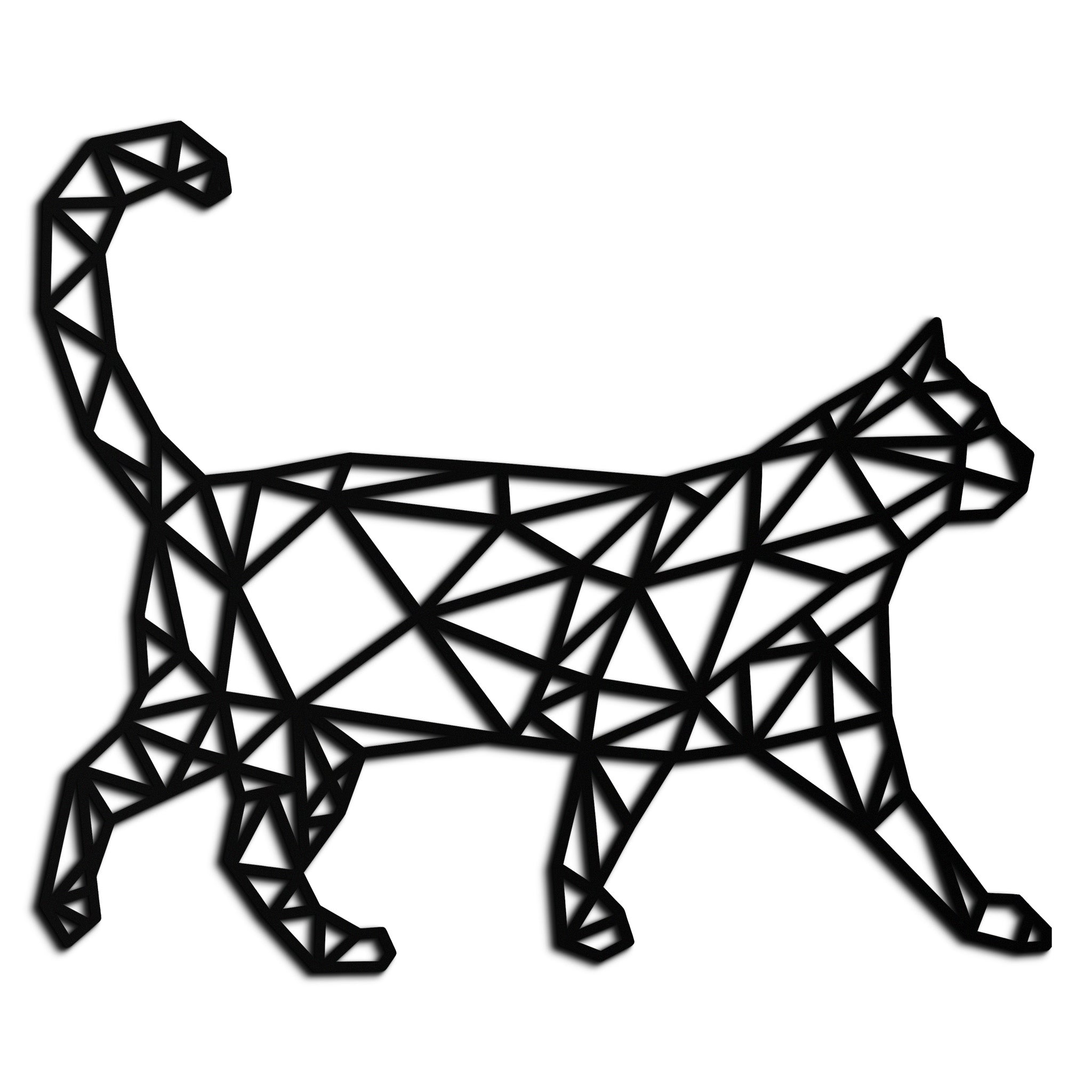 Geometric Walking Cat Metal Wall Art - Modern Minimalist Design