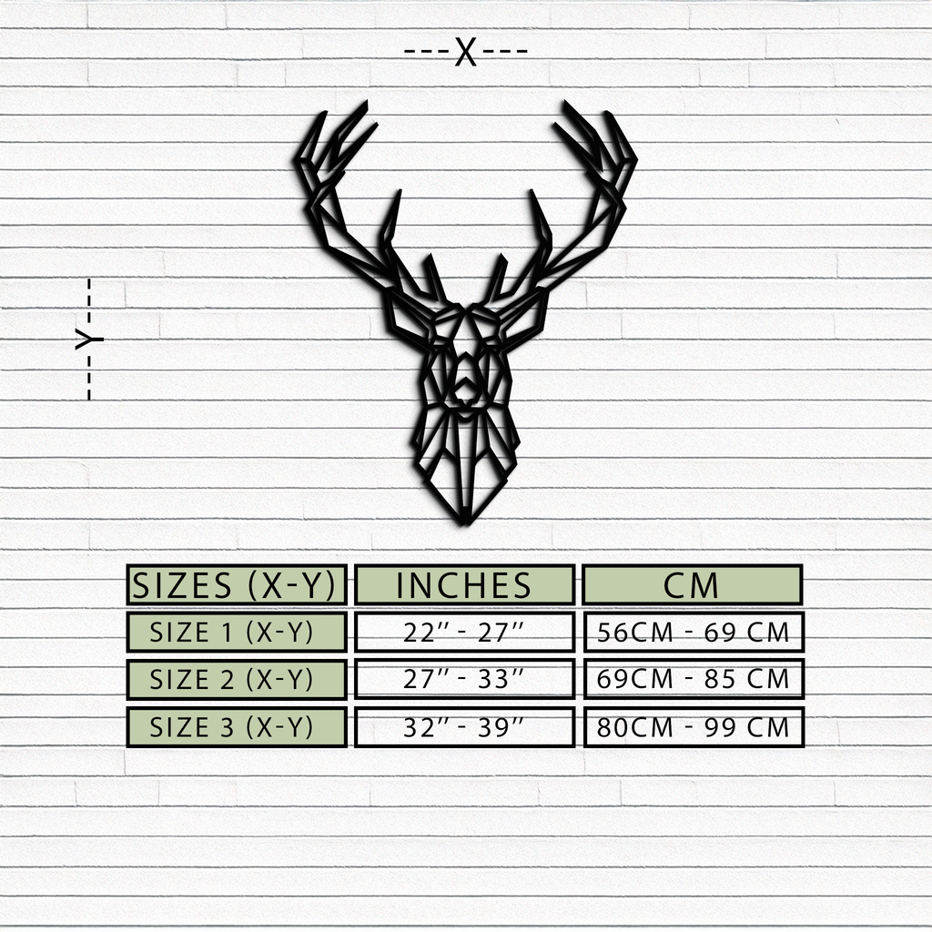 Steel Geometric Deer Head Wall Sculpture - Modern Minimalist Contemporary Style