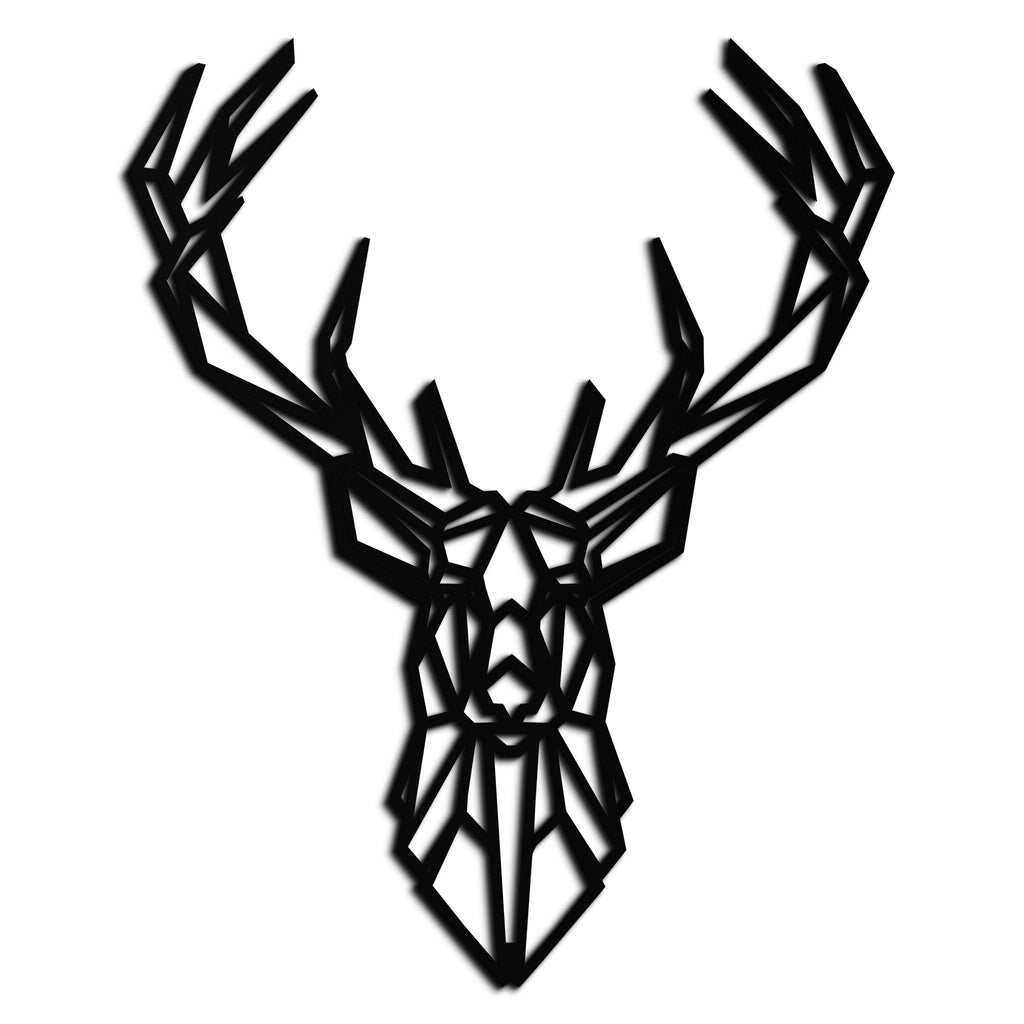 Steel Geometric Deer Head Wall Sculpture - Modern Minimalist Contemporary Style
