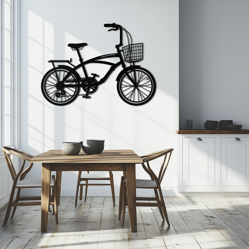 Geometric Bicycle Metal Wall Art - Modern Industrial Steel Powder Coat Finish Decor