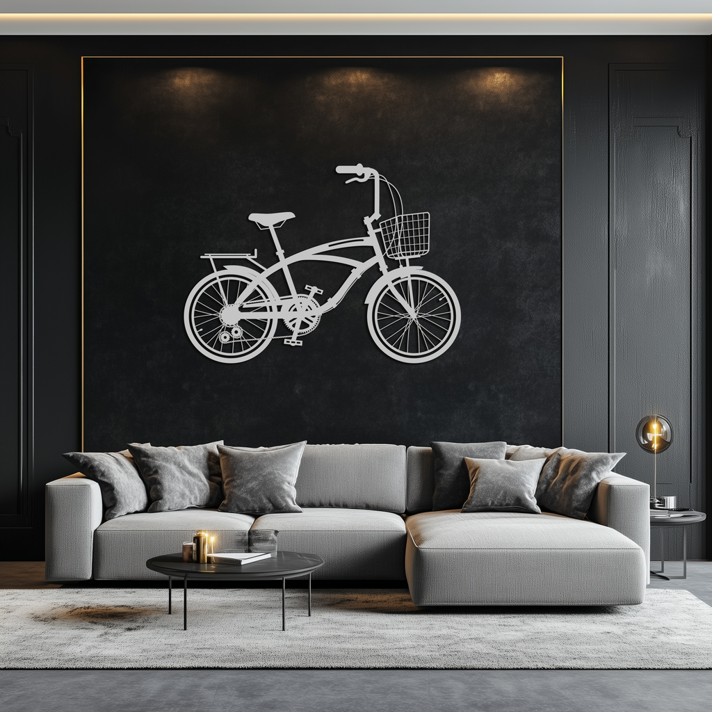 Geometric Bicycle Metal Wall Art - Modern Industrial Steel Powder Coat Finish Decor