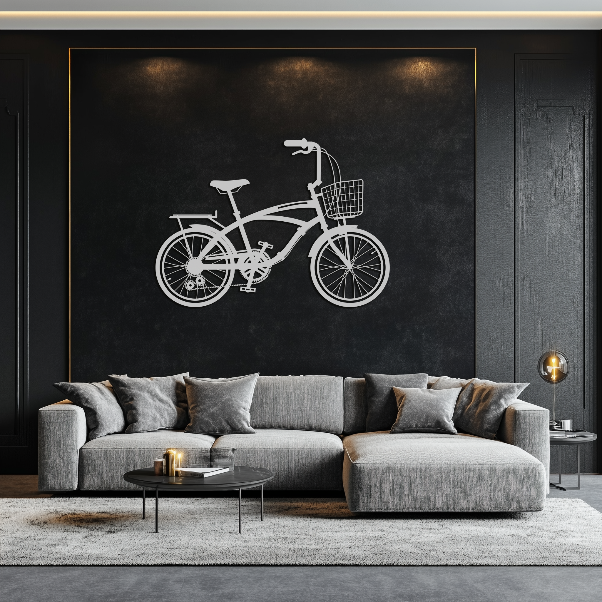 Geometric Bicycle Metal Wall Art - Modern Industrial Steel Powder Coat Finish Decor