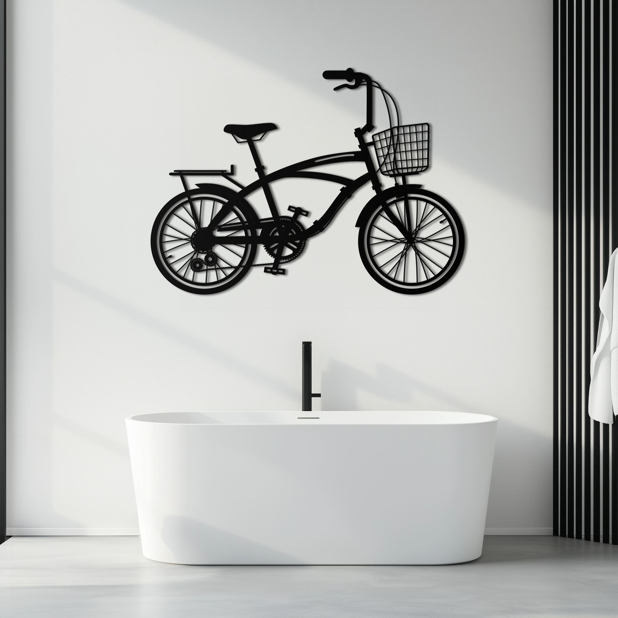 Geometric Bicycle Metal Wall Art - Modern Industrial Steel Powder Coat Finish Decor