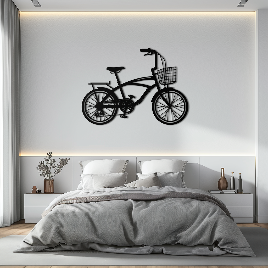 Geometric Bicycle Metal Wall Art - Modern Industrial Steel Powder Coat Finish Decor