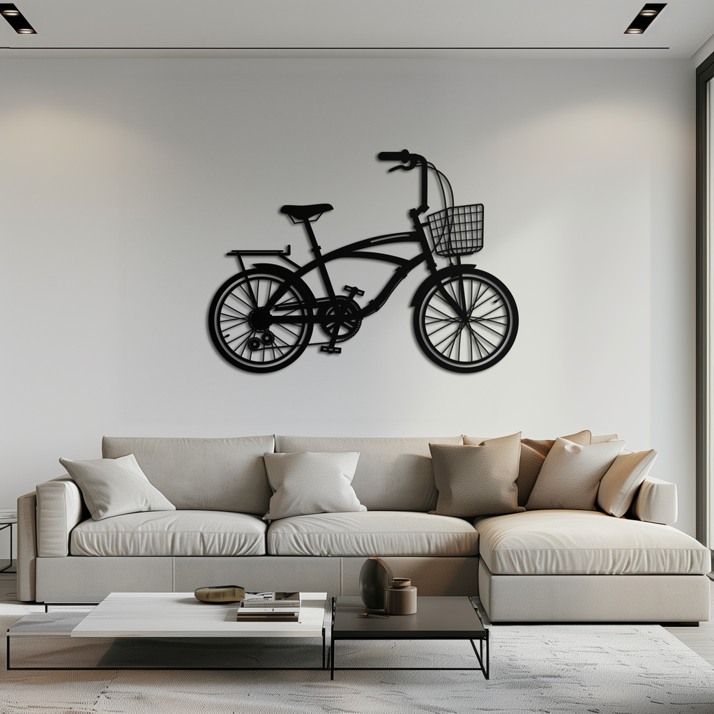 Geometric Bicycle Metal Wall Art - Modern Industrial Steel Powder Coat Finish Decor