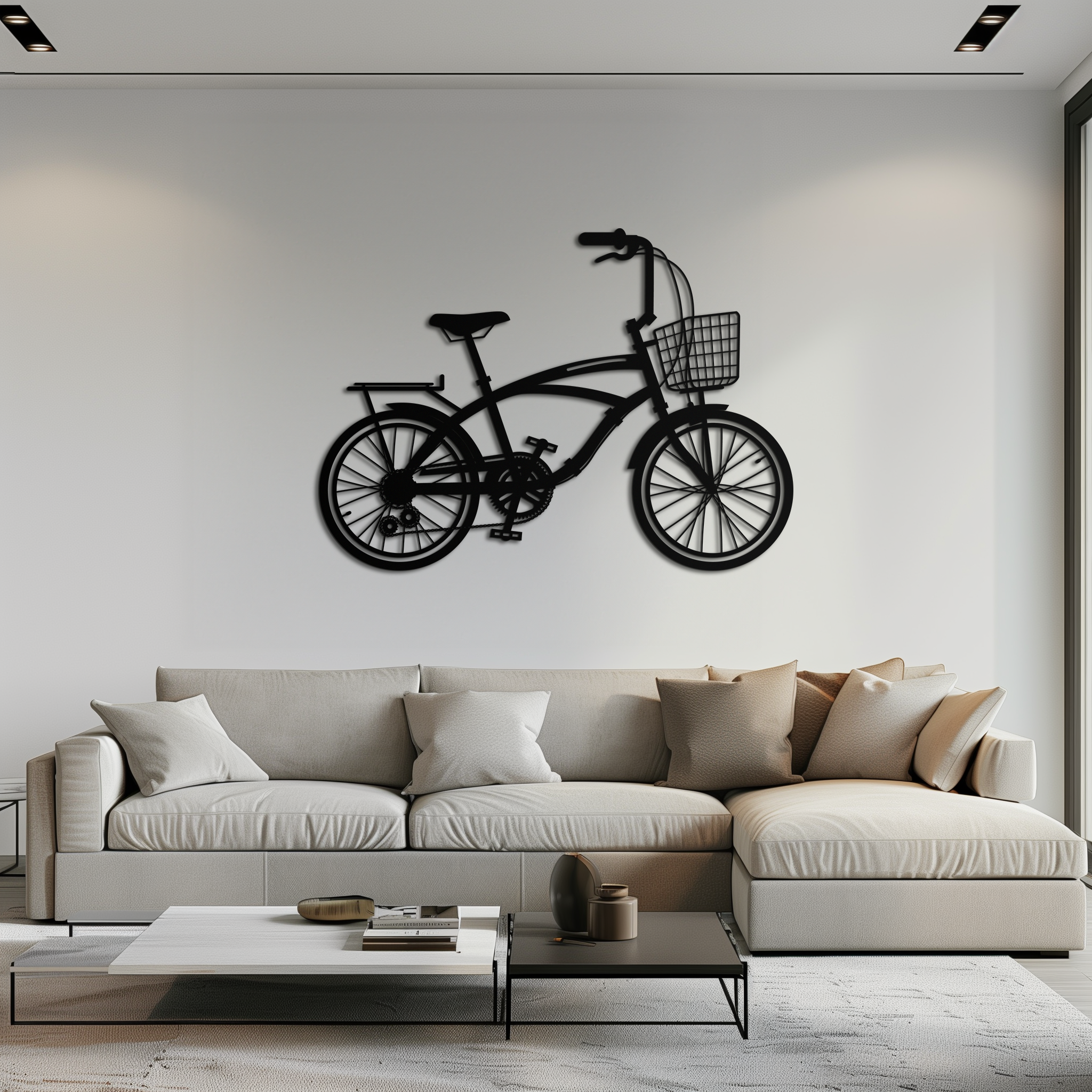 Geometric Bicycle Metal Wall Art - Modern Industrial Steel Powder Coat Finish Decor