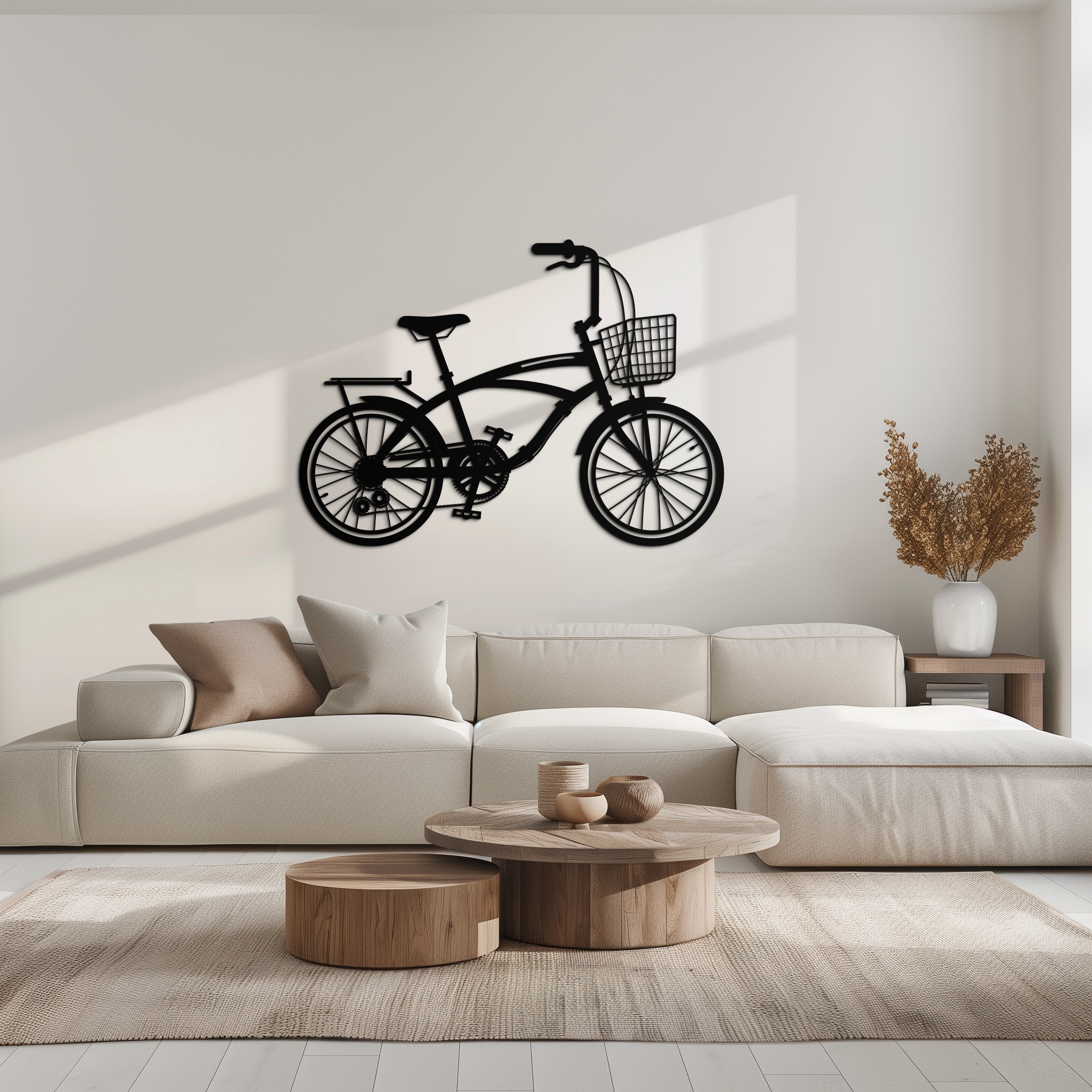 Geometric Bicycle Metal Wall Art - Modern Industrial Steel Powder Coat Finish Decor