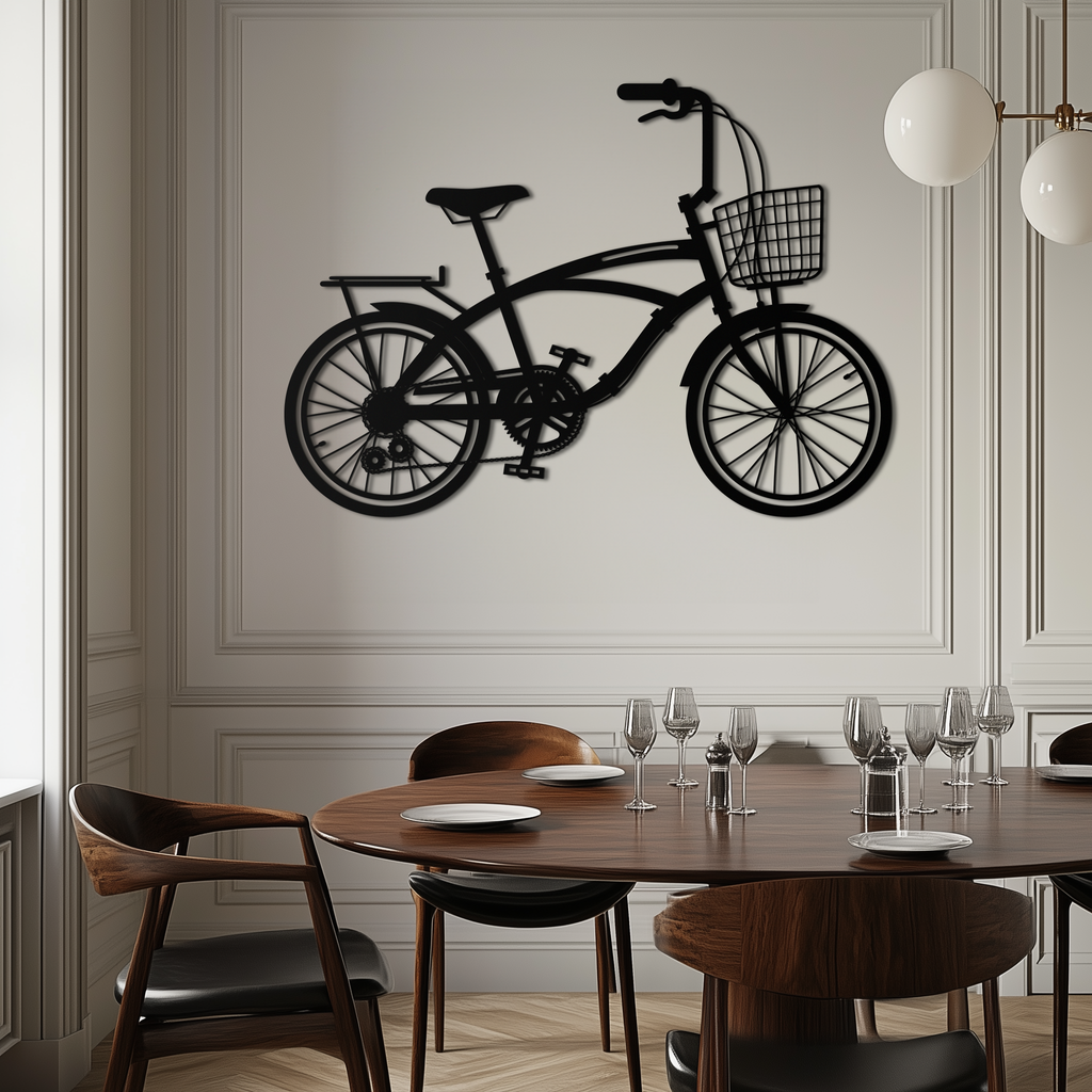 Geometric Bicycle Metal Wall Art - Modern Industrial Steel Powder Coat Finish Decor