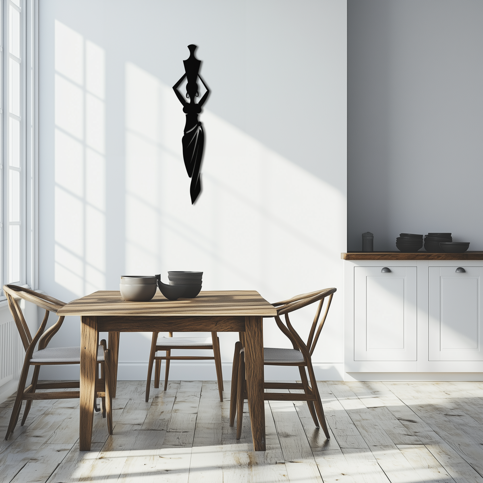 Black Steel African Woman Metal Wall Art - Modern Silhouette
