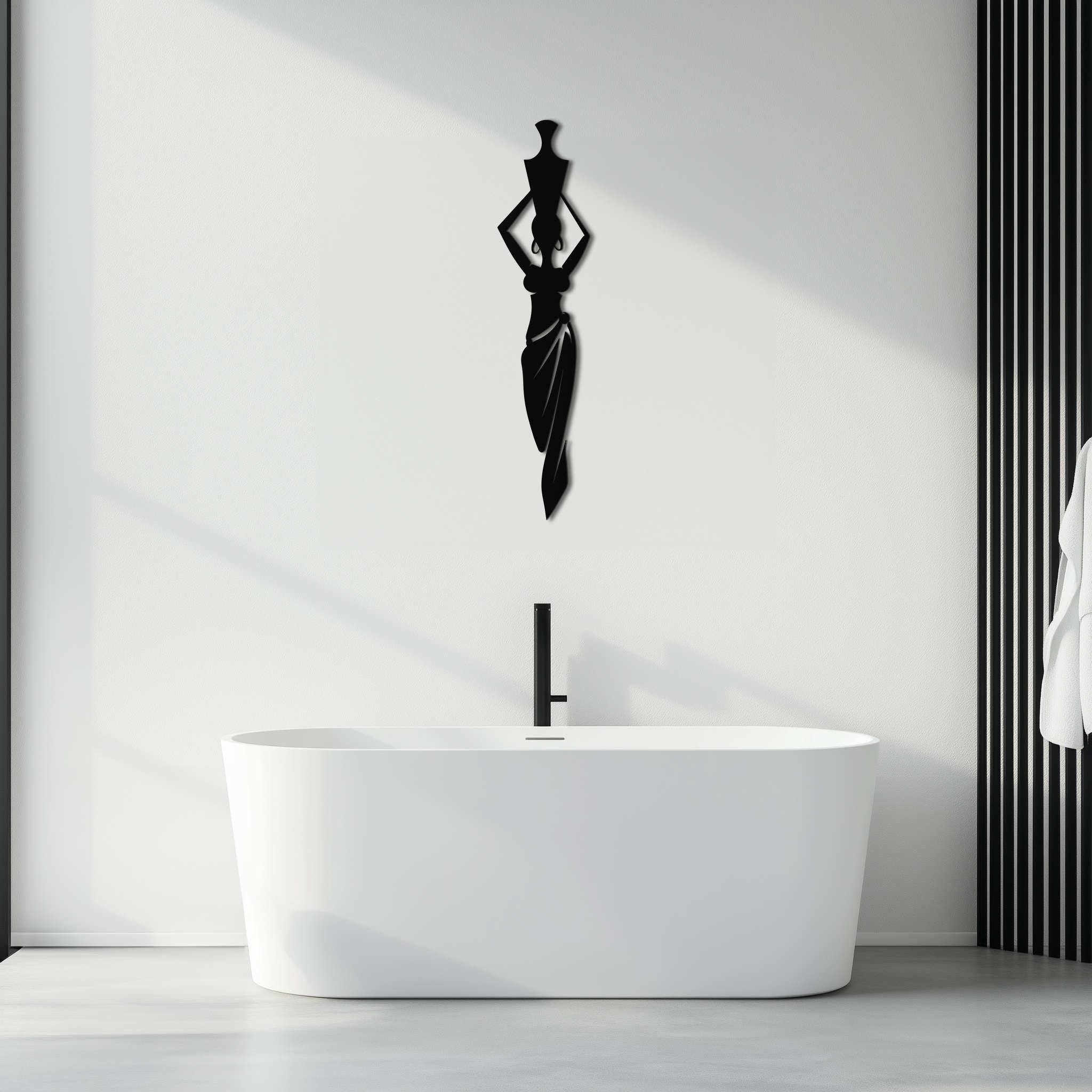 Black Steel African Woman Metal Wall Art - Modern Silhouette