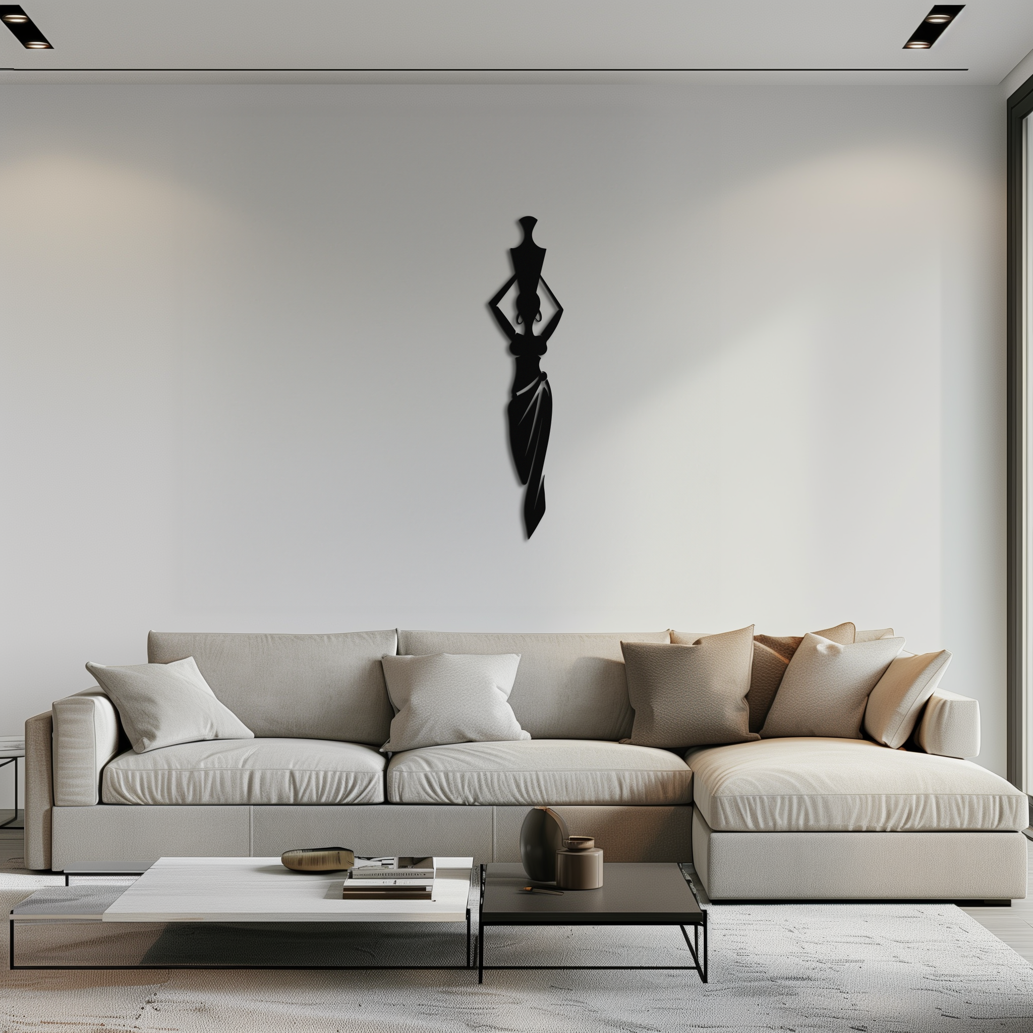 Black Steel African Woman Metal Wall Art - Modern Silhouette