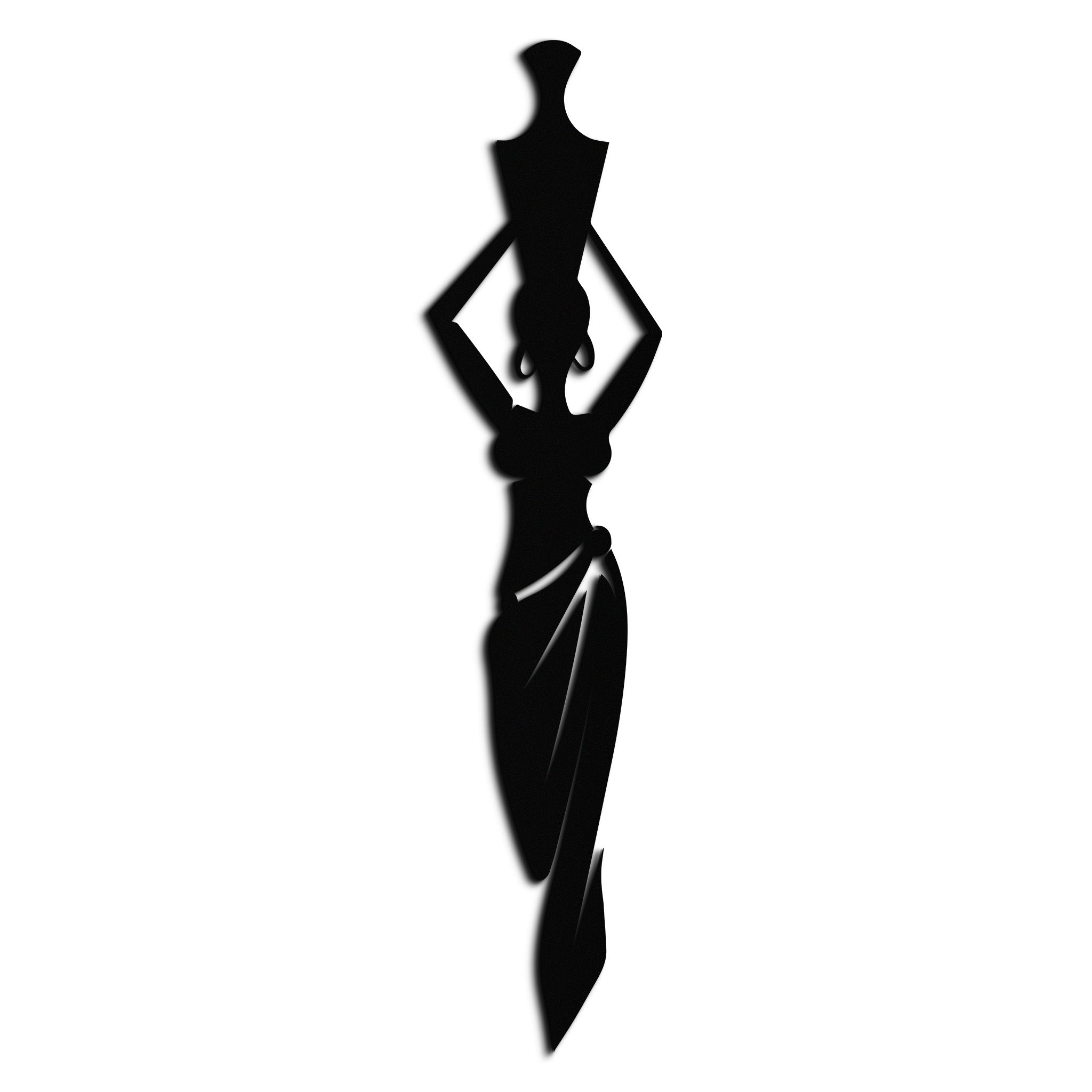 Black Steel African Woman Metal Wall Art - Modern Silhouette