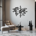 Metal Geometric World Map Wall Art - Modern Compass Inspired