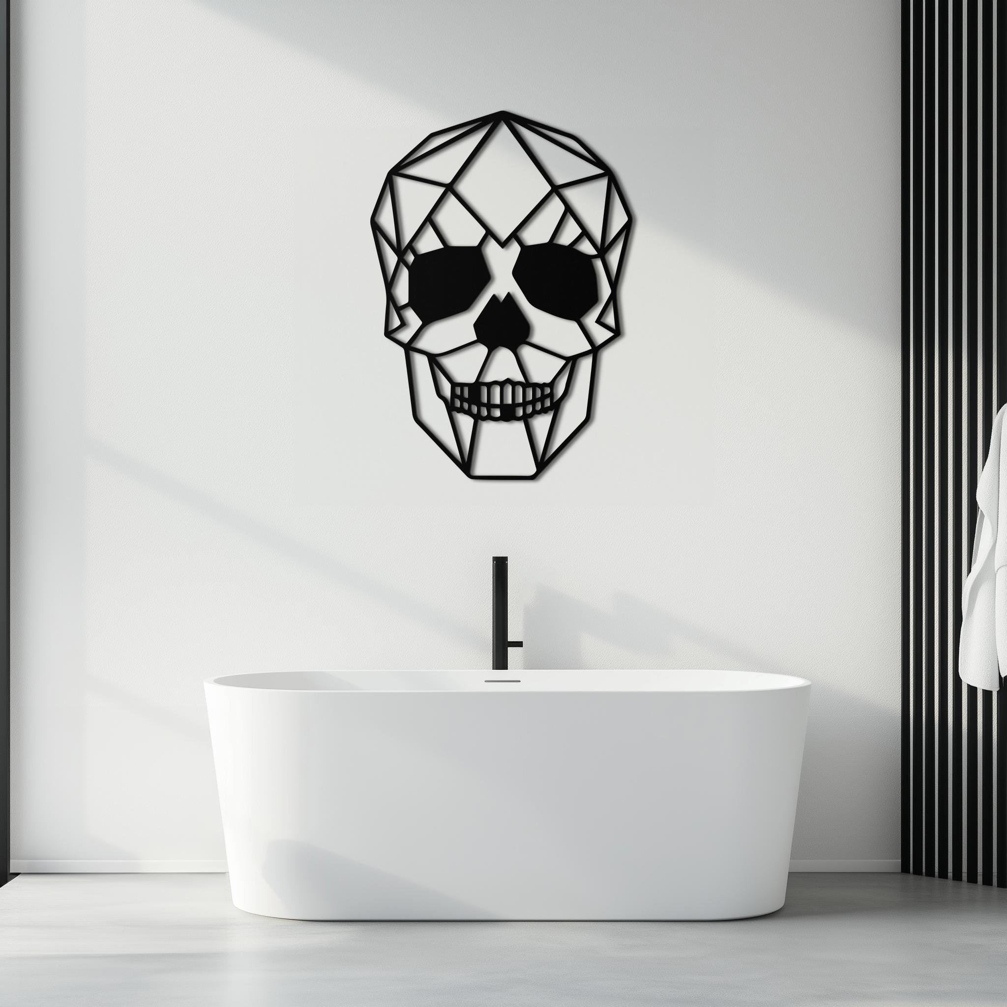 Steel Geometric Skull Wall Art - Modern Industrial Contemporary Home Style Decor