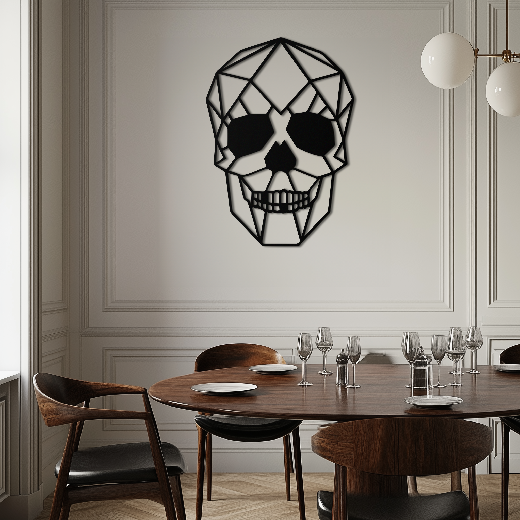 Steel Geometric Skull Wall Art - Modern Industrial Contemporary Home Style Decor