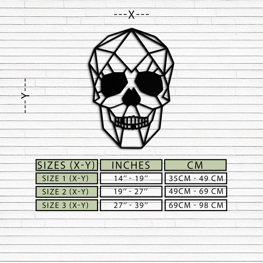 Steel Geometric Skull Wall Art - Modern Industrial Contemporary Home Style Decor