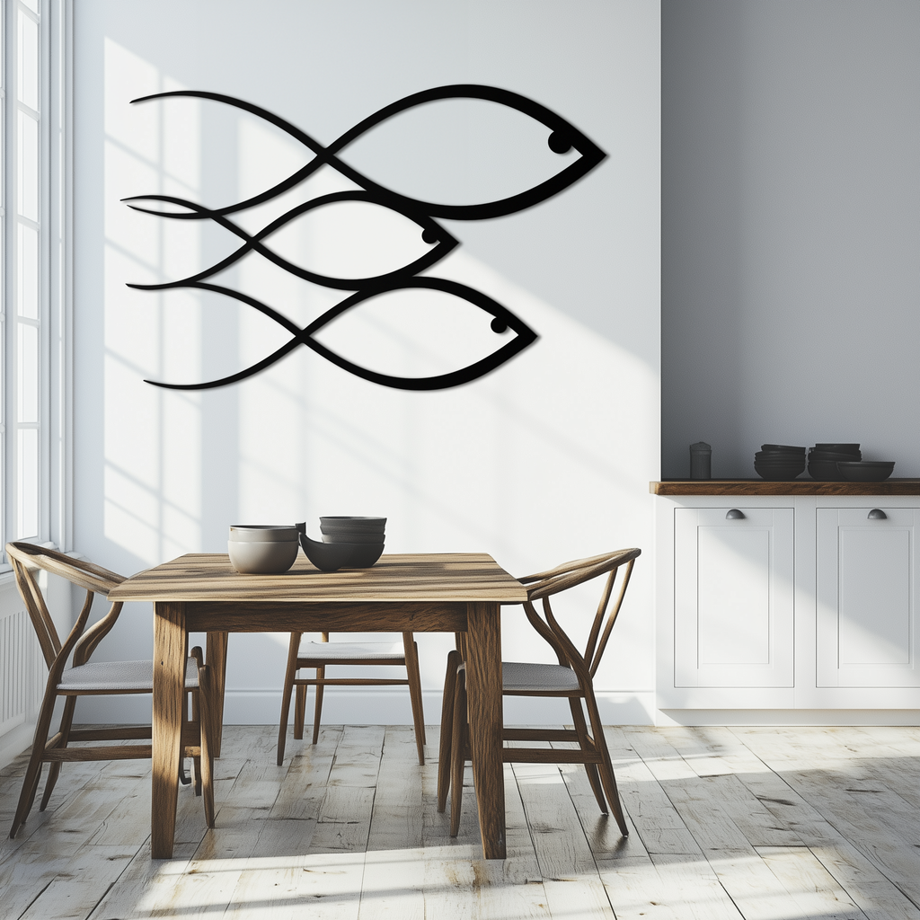 Minimalist Metal Fish Wall Art Modern Coastal Accent Sculpture