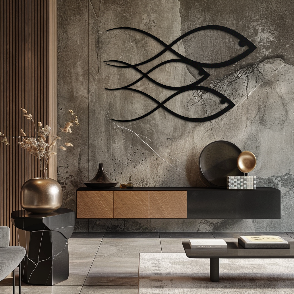 Minimalist Metal Fish Wall Art Modern Coastal Accent Sculpture