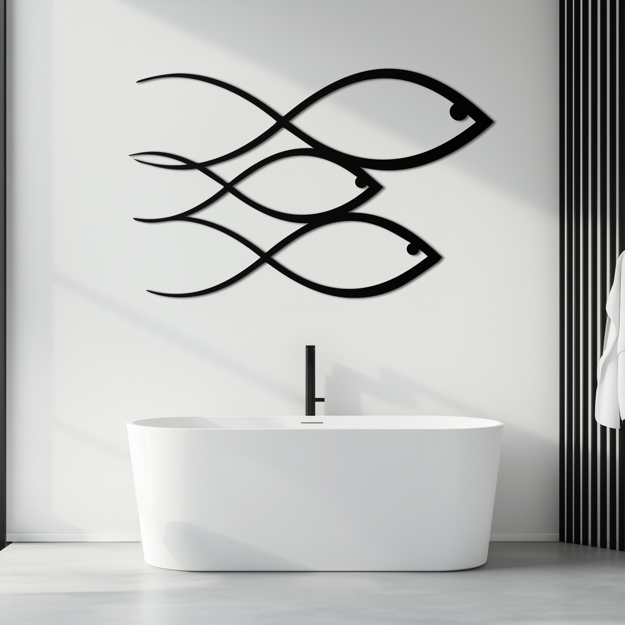 Minimalist Metal Fish Wall Art Modern Coastal Accent Sculpture