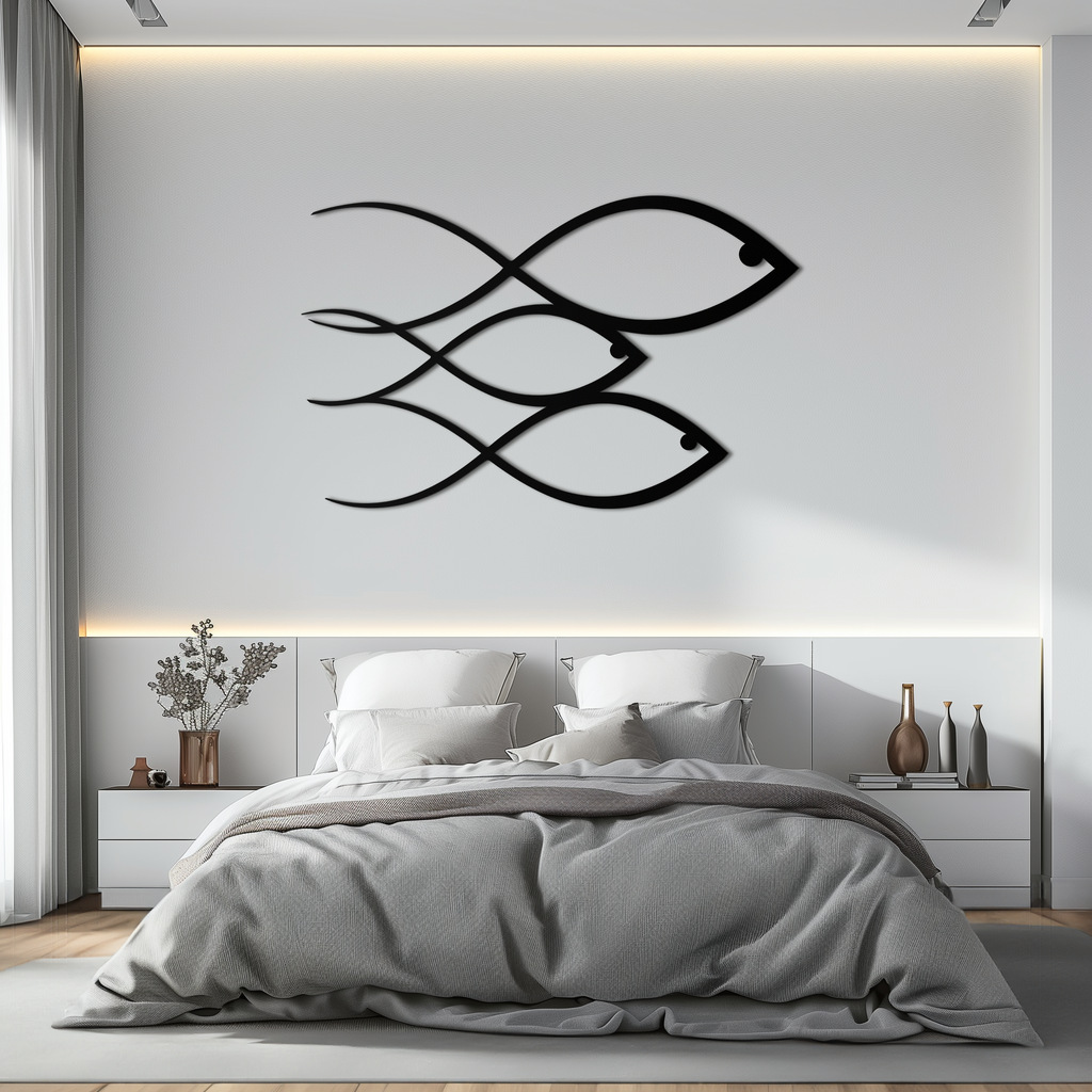 Minimalist Metal Fish Wall Art Modern Coastal Accent Sculpture