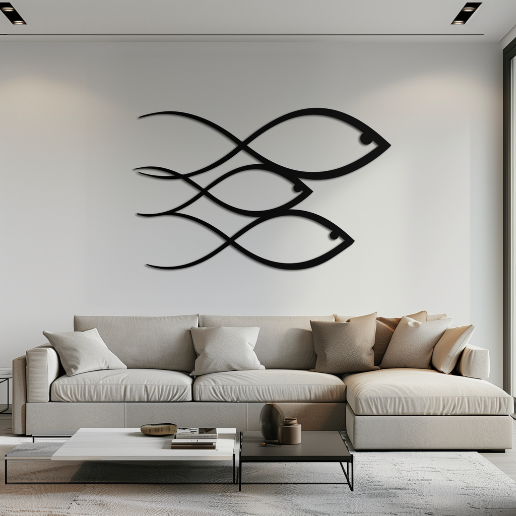 Minimalist Metal Fish Wall Art Modern Coastal Accent Sculpture