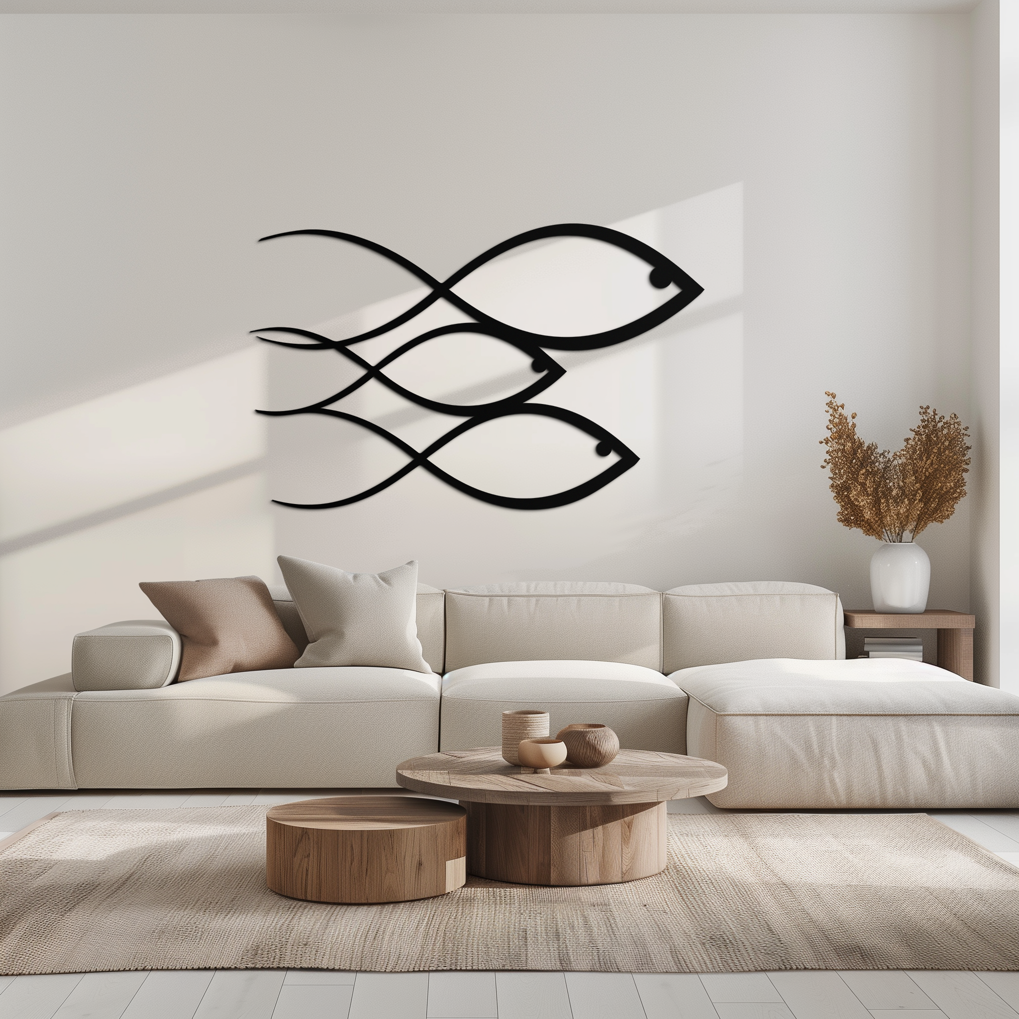 Minimalist Metal Fish Wall Art Modern Coastal Accent Sculpture