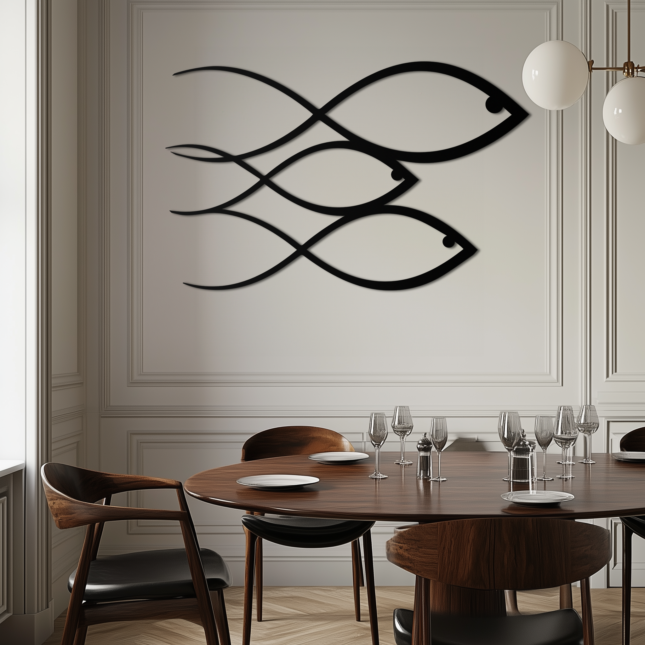 Minimalist Metal Fish Wall Art Modern Coastal Accent Sculpture