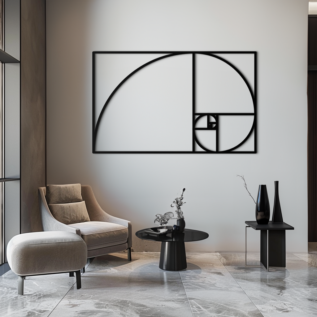 Metal Wall Art - Golden Ratio Spiral Geometric Modern Design