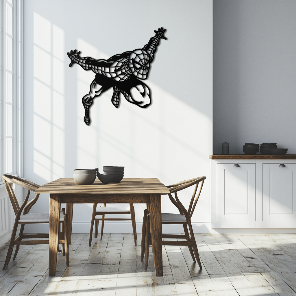 Spider-Man Geometric Metal Wall Art - Modern Minimalist Style