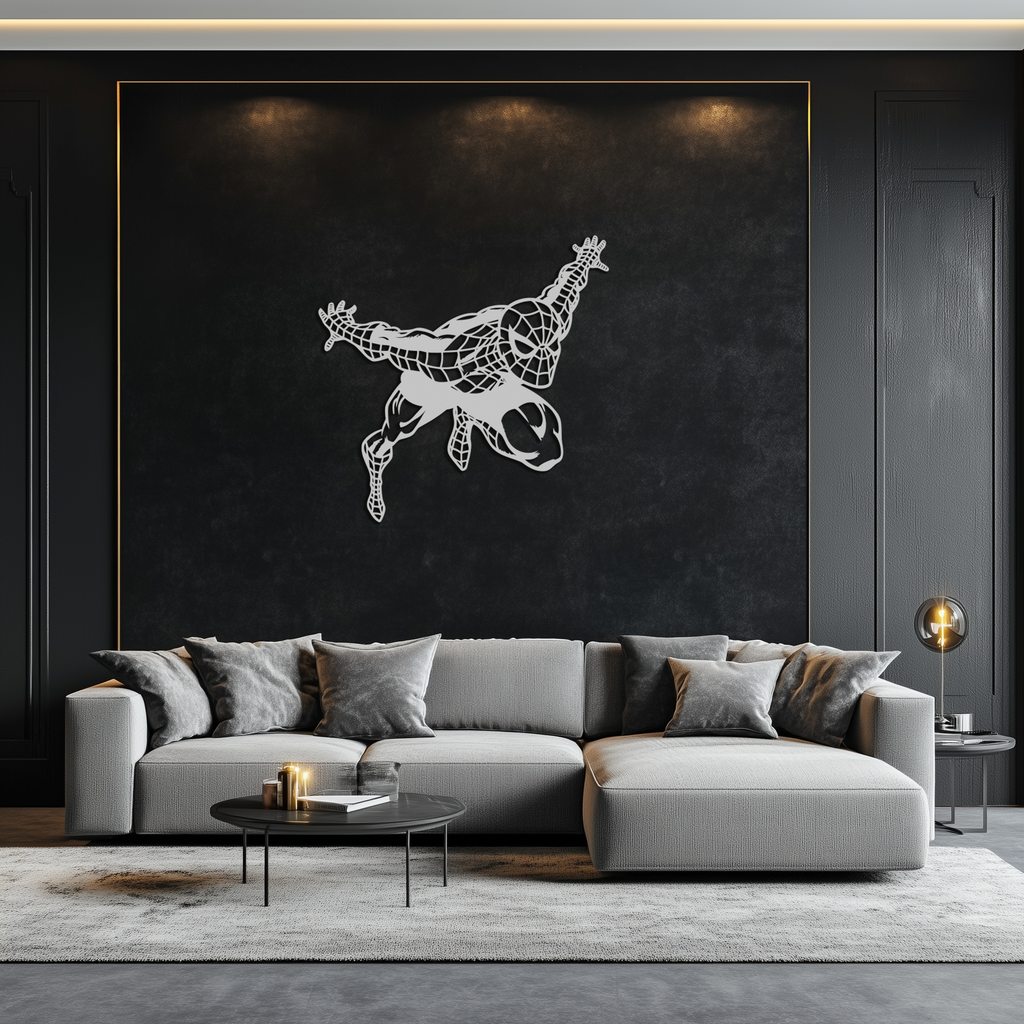 Spider-Man Geometric Metal Wall Art - Modern Minimalist Style