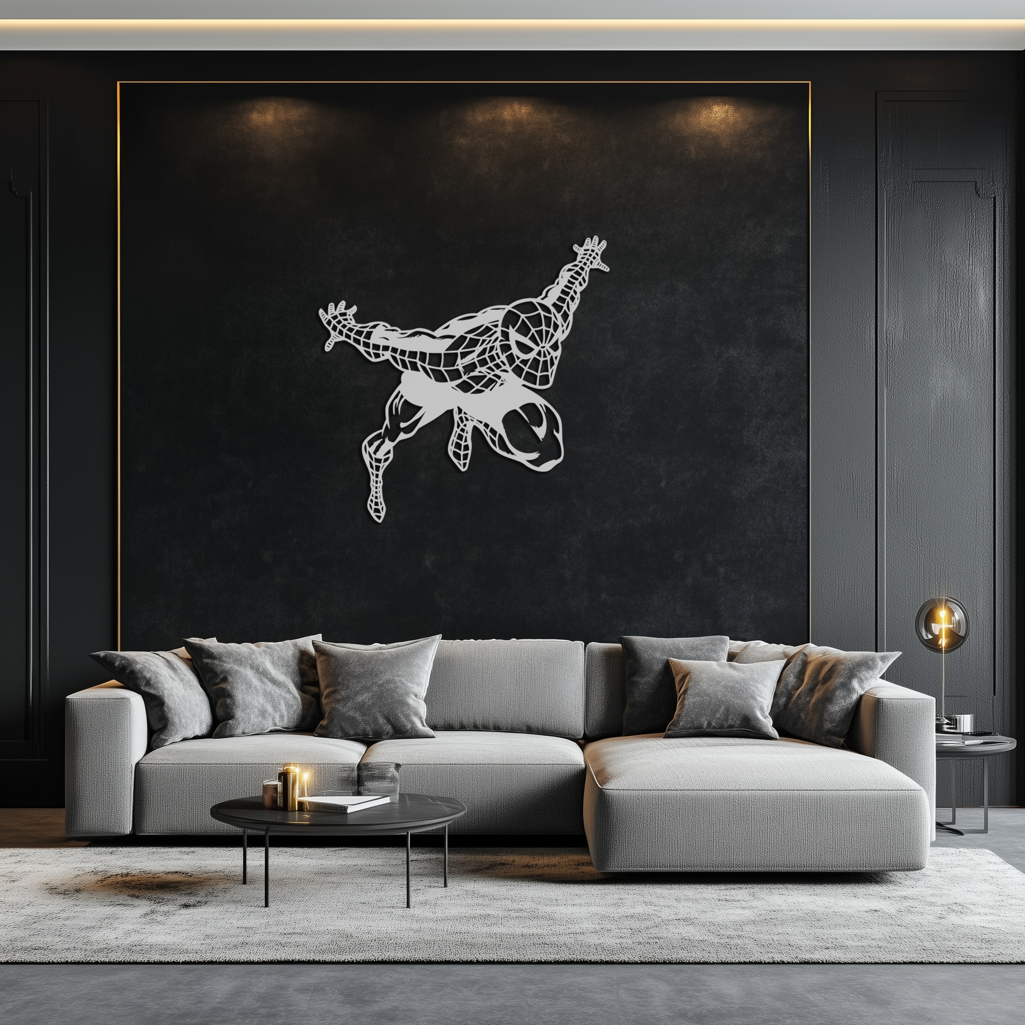 Spider-Man Geometric Metal Wall Art - Modern Minimalist Style