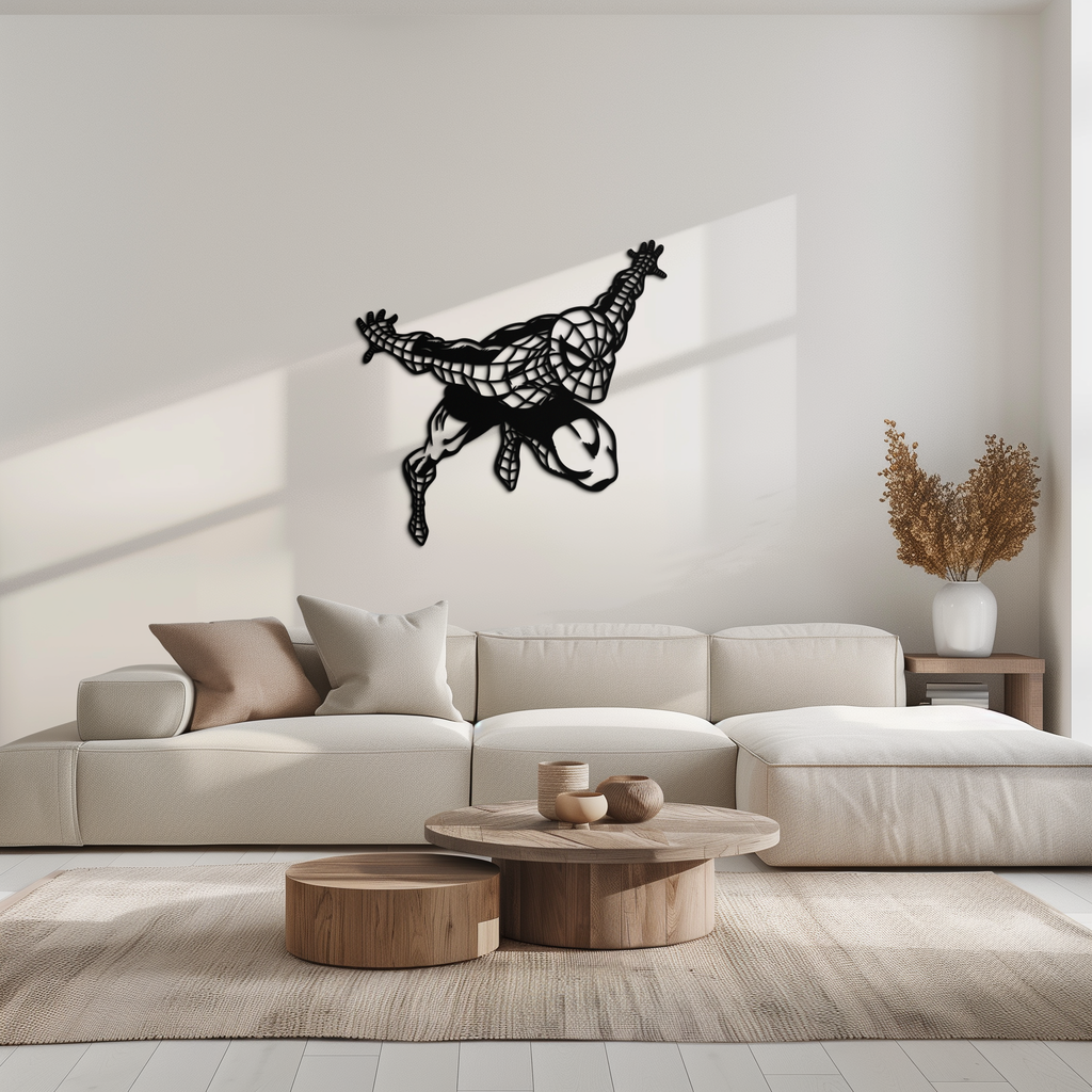 Spider-Man Geometric Metal Wall Art - Modern Minimalist Style