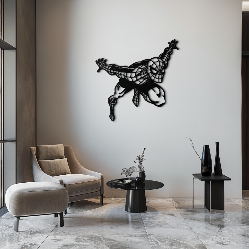 Spider-Man Geometric Metal Wall Art - Modern Minimalist Style