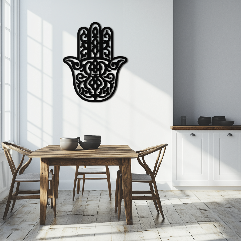 Hamsa Hand Handcrafted Metal Wall Art - Spiritual Protection Blessing Home Symbol