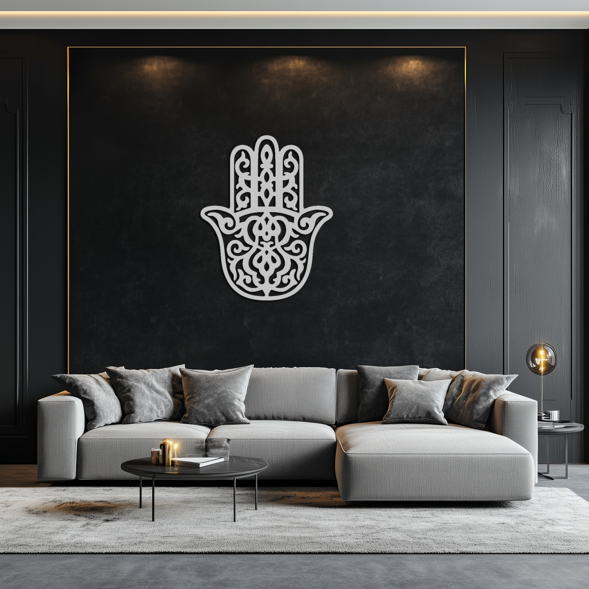 Hamsa Hand Handcrafted Metal Wall Art - Spiritual Protection Blessing Home Symbol