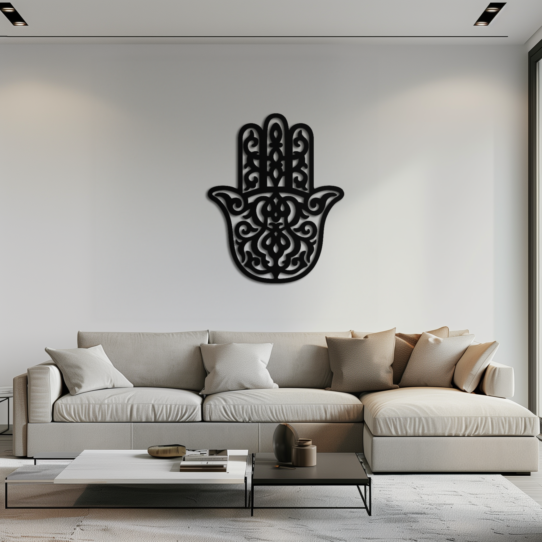 Hamsa Hand Handcrafted Metal Wall Art - Spiritual Protection Blessing Home Symbol
